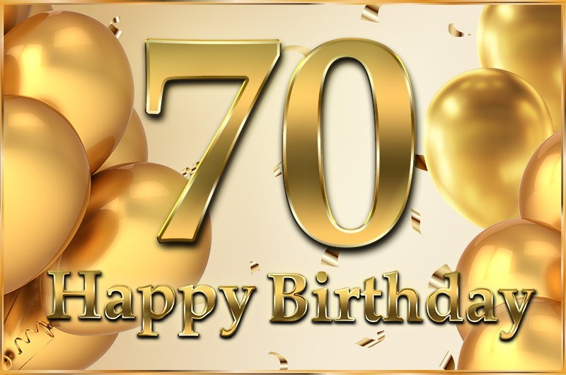 Happy 70th Birthday Greeting Card with golden number