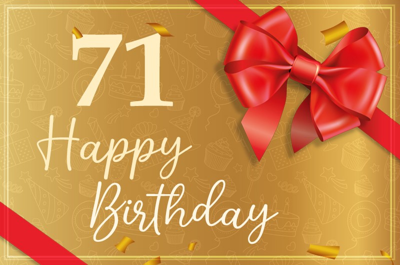 Happy 71st Birthday image with red bow and ribbon