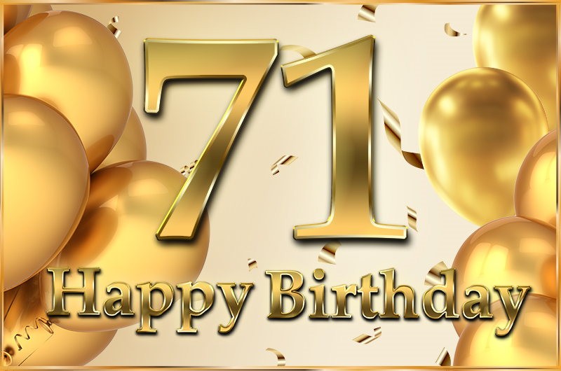 Happy 71st Birthday image with golden number