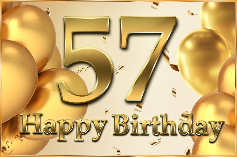 Happy 57th Birthday image with golden number