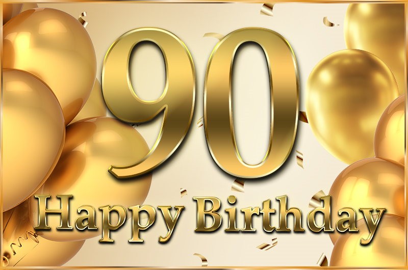 Happy 90th Birthday image with golden number