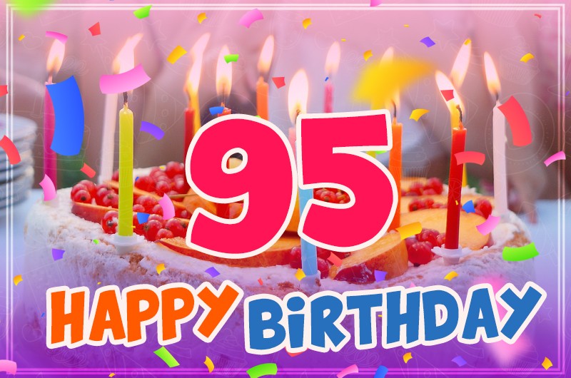 Happy 95th Birthday image with cake and candles