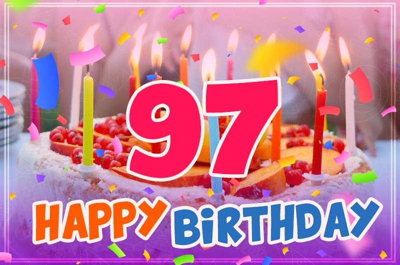 Happy 97th Birthday image with cake and candles