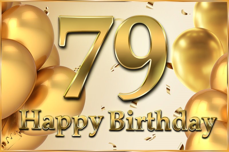 Happy 79th Birthday image with golden number