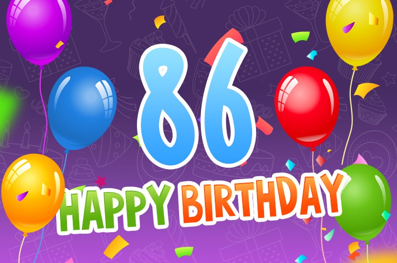 Happy 86th Birthday picture with colorful balloons