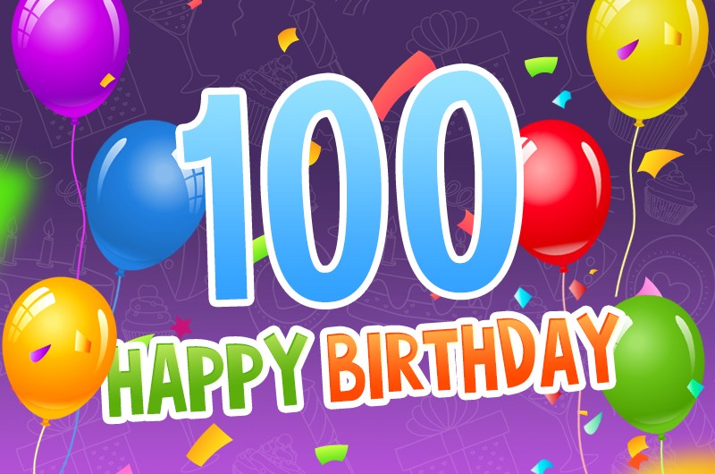 Happy 100th Birthday picture with colorful balloons