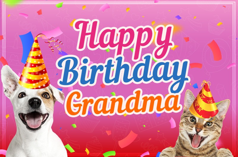 Happy Birthday Grandma funny image with animals