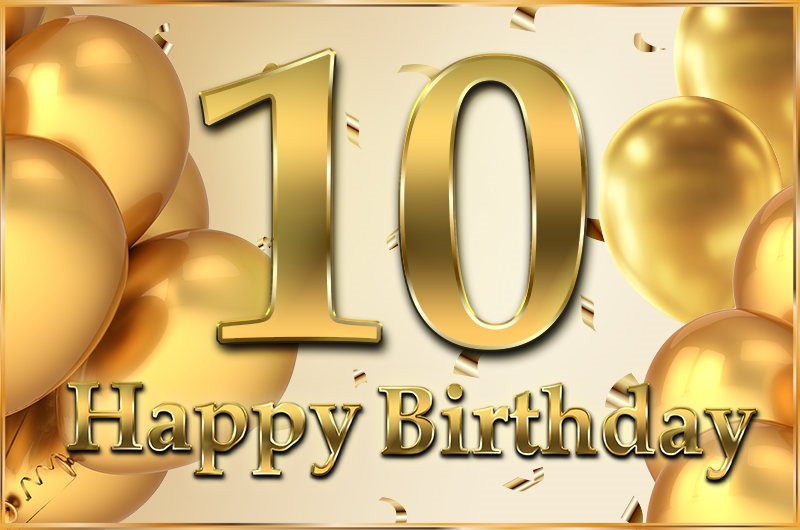 Happy 10th Birthday Image with golden number