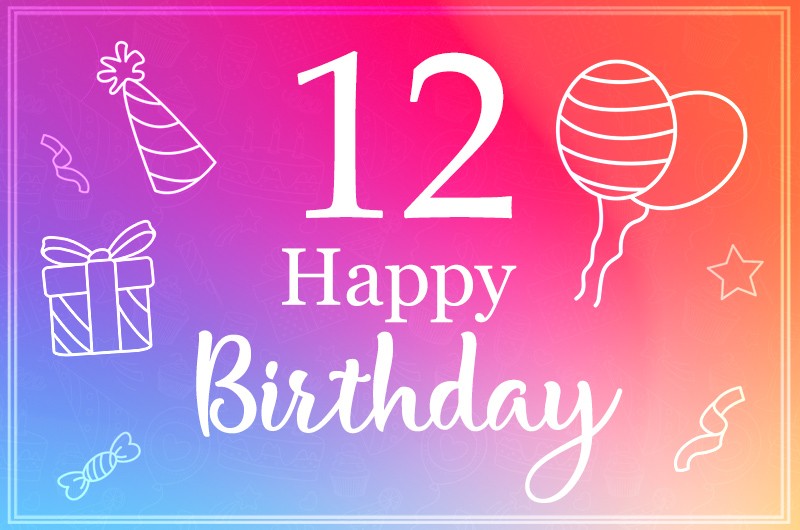 Happy 12th Birthday, stylish Birthday Card