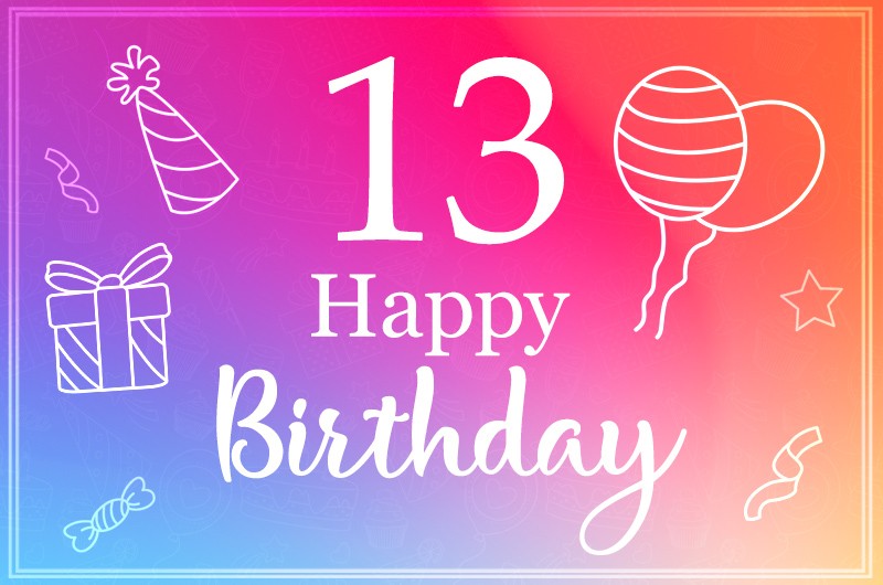 Happy 13th Birthday Stylish Birthday Card