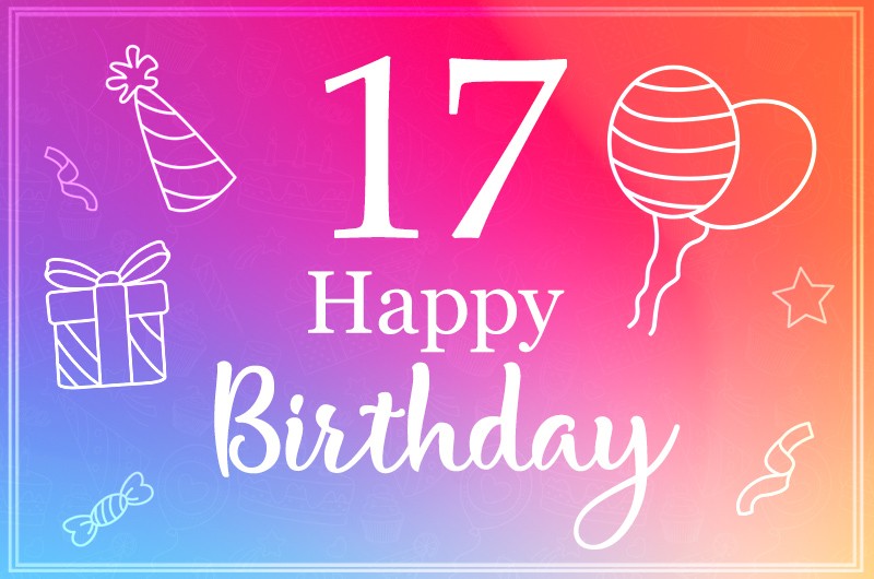 Happy 17th Birthday Stylish Birthday Card with violet background