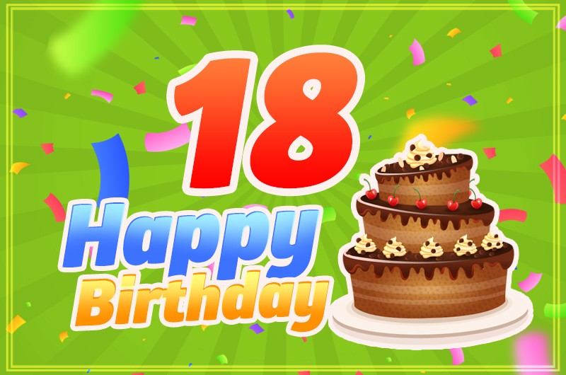 Happy 18th Birthday image with cartoon cake