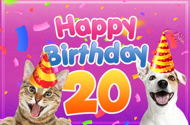 Happy 20th Birthday funny picture with cute animals