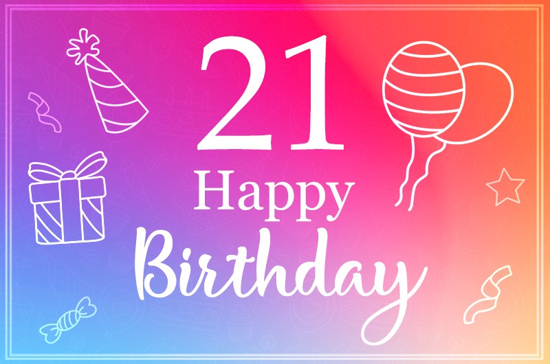 Happy 21th Birthday Stylish Birthday Card