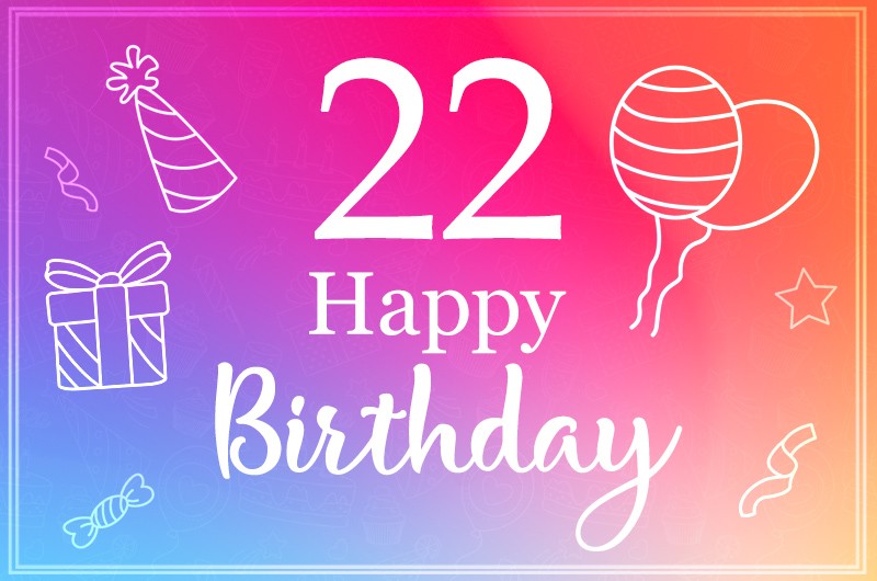 Happy 22nd Birthday Stylish Birthday Card with violet background