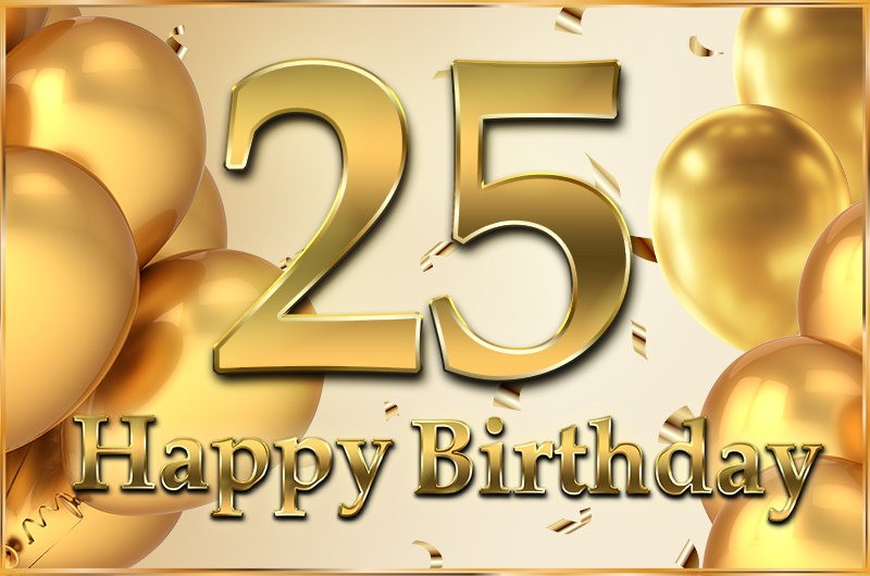 Happy 25th Birthday Image with golden number