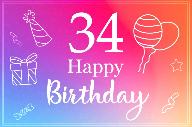 Happy 34th Birthday Minimalistic Stylish Birthday Card