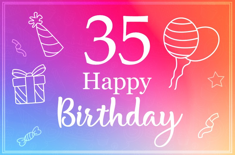 Happy 35th Birthday stylish minimalistic card