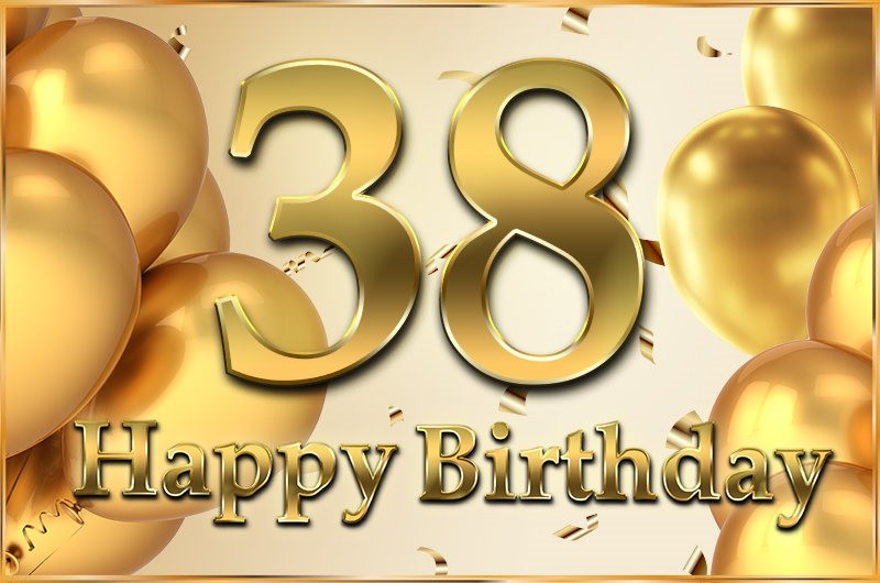 Happy 38th Birthday elegant card with golden number