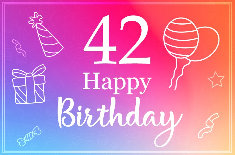 Happy 42nd Birthday minimalistic design greeting card