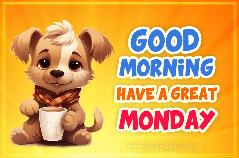 Good Morning Monday funny image with cute puppy