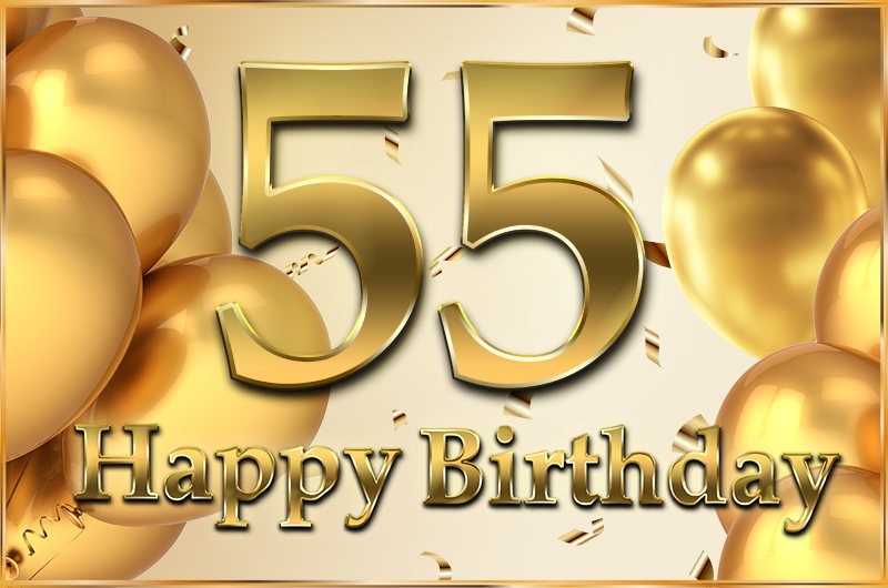 Happy 55th Birthday image with golden number