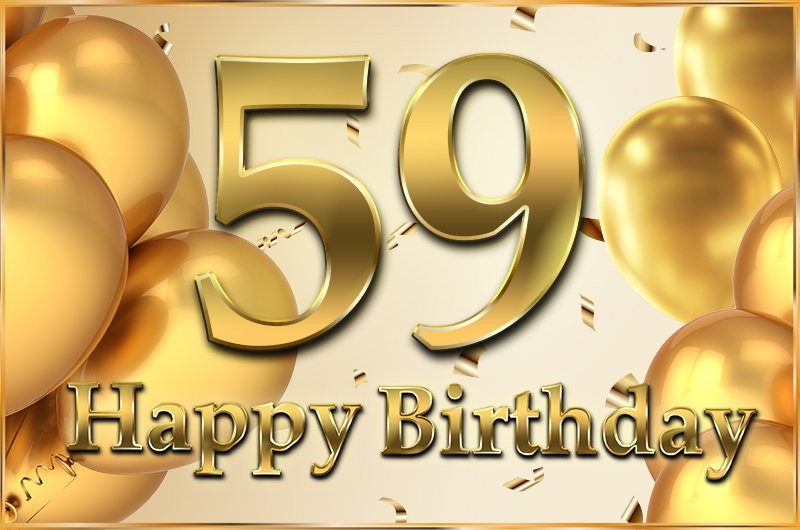 Happy 59th Birthday image with golden number