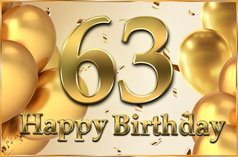 Happy 63rd Birthday image with golden number