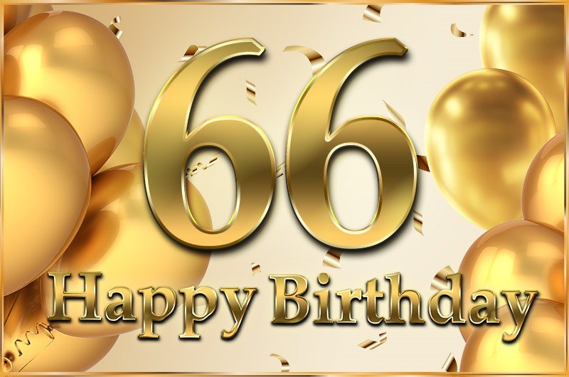 Happy 66th Birthday image with golden number