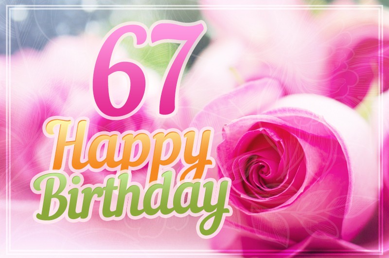 Happy 67th Birthday picture with beautiful pink rose