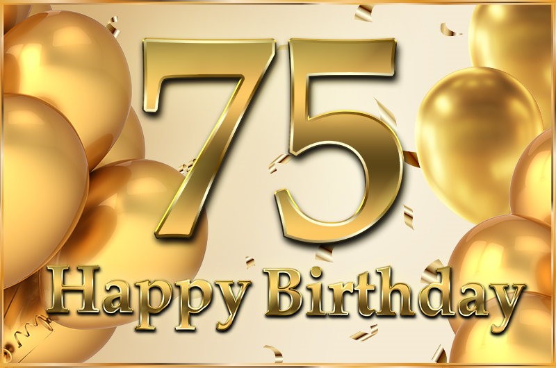 Happy 75th Birthday image with golden number