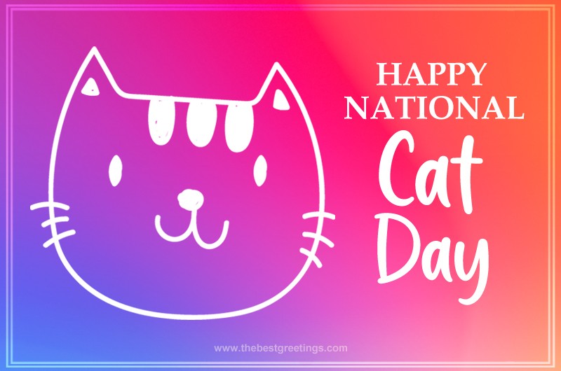 Happy National Cat Day Funny Colorful Image