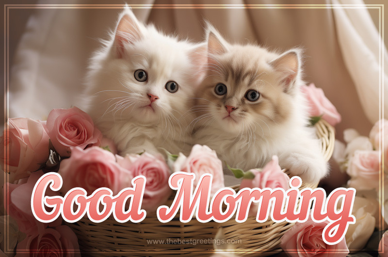 Good Morning image with two adorable kittens
