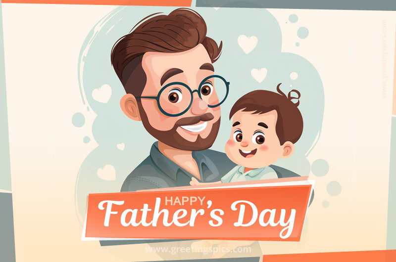 Happy Father's Day Image with father and child illustration