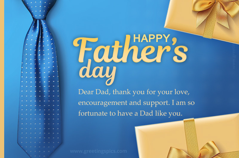 Stylish picture of a Happy Father's Day wish, with a man's tie and gift box