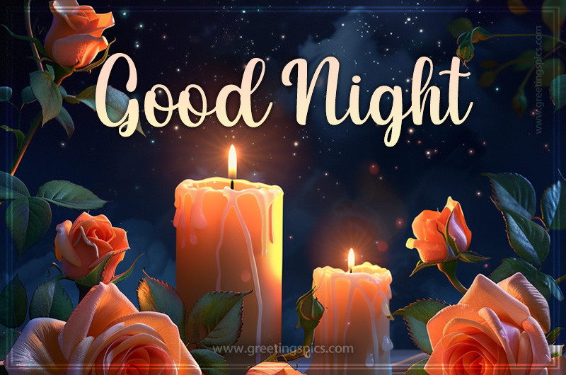 Good Night Image with roses and candles