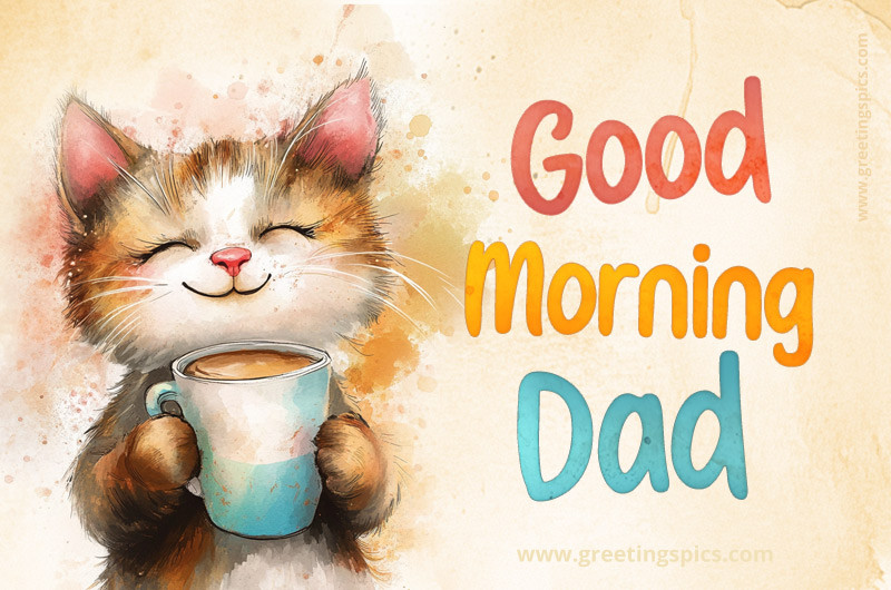 Good Morning Dad picture with cute cat