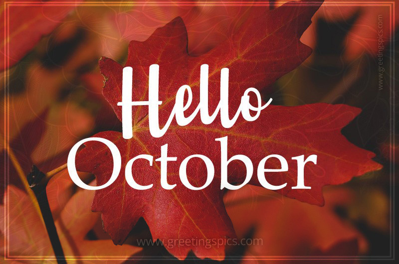 Hello October image with maple leaf