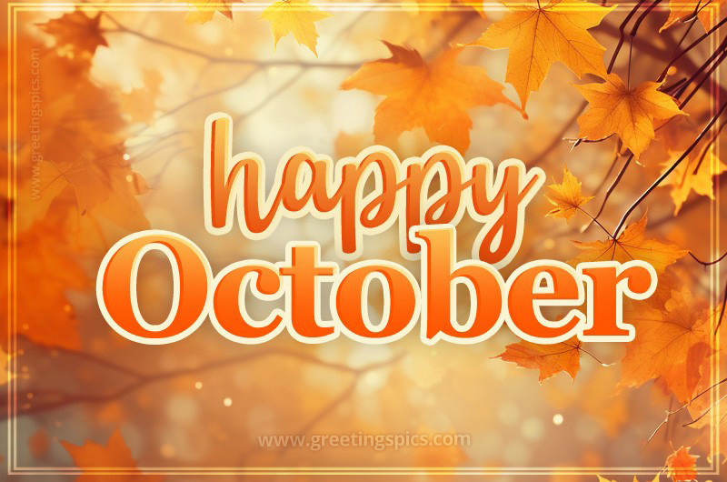 Happy October image with bright autumn leaves