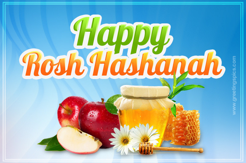 Rosh Hashanah picture with traditional holiday attributes