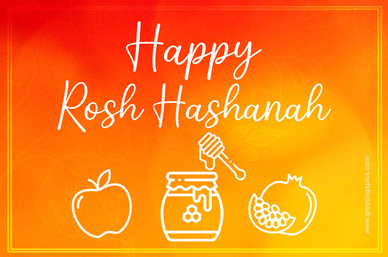 Rosh Hashanah picture with a bright orange background