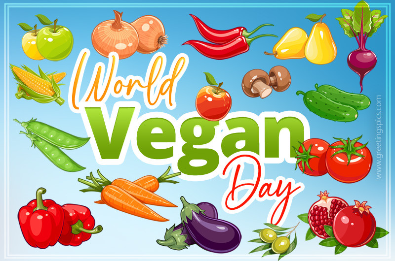 World Vegan Day image with fruits and vegetables