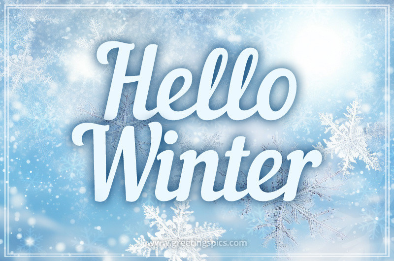 Hello Winter Image picture with a beautiful snow background