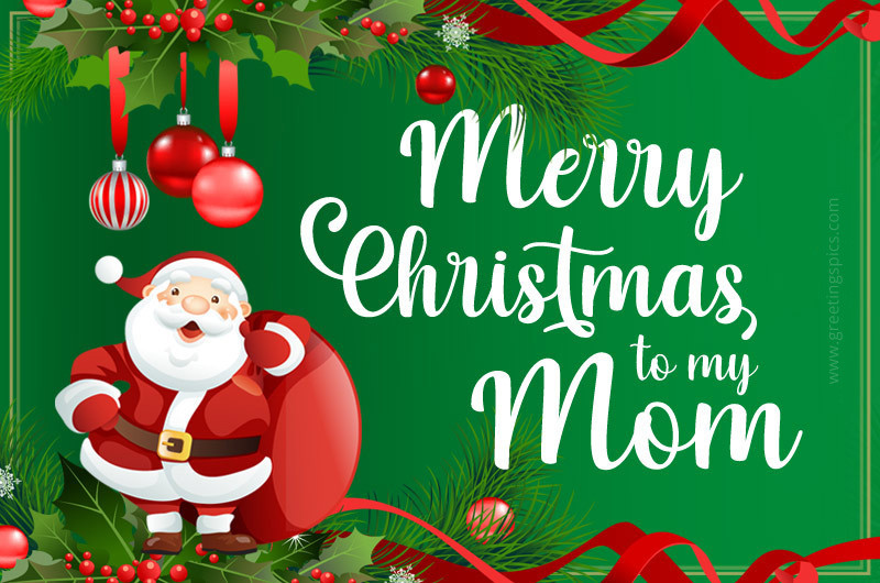 Merry Christmas Mom image with funny Santa