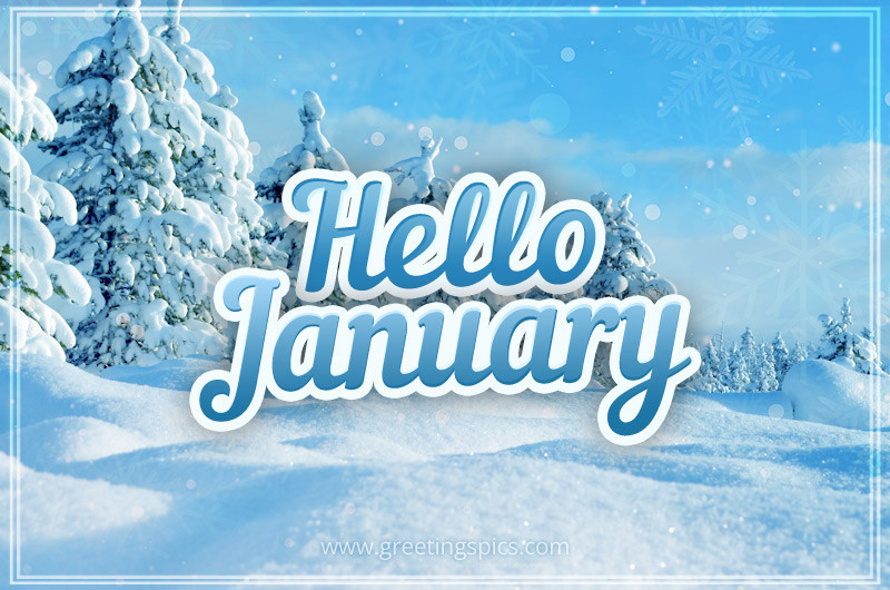 Hello January image with a fabulous winter forest