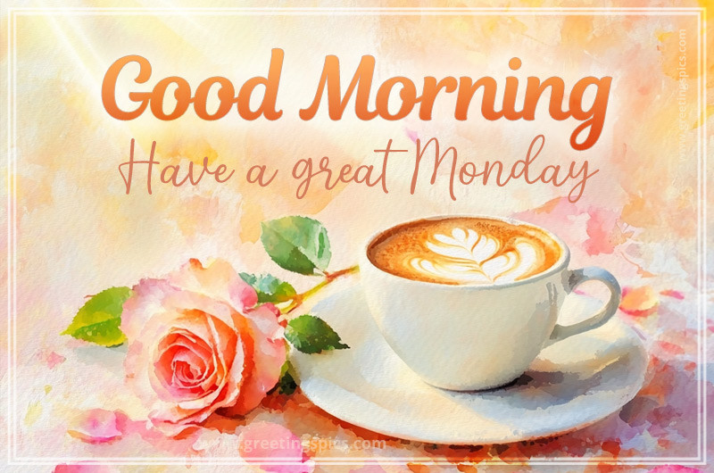 Good Morning have a Great Monday beautiful greeting card