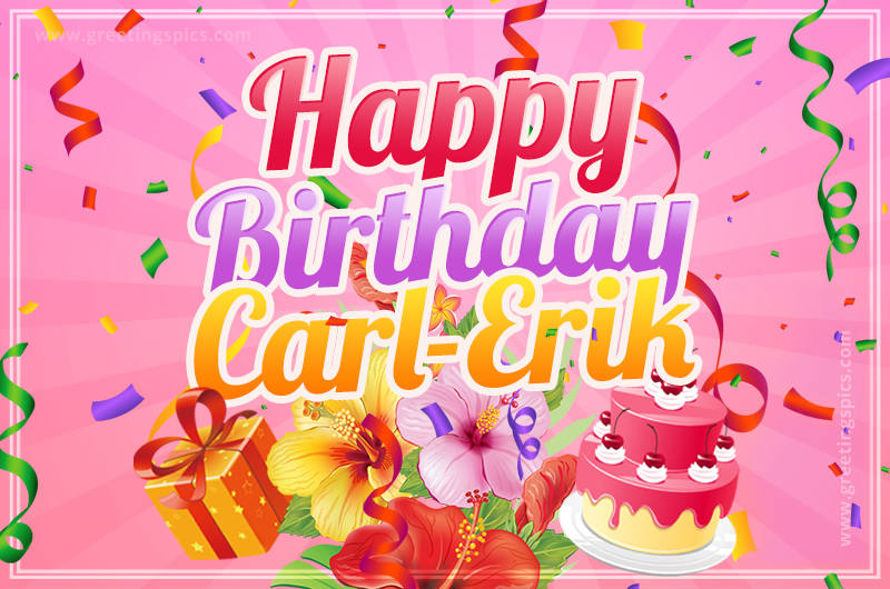 Beautiful Birthday Card for Carl-Erik with pink background