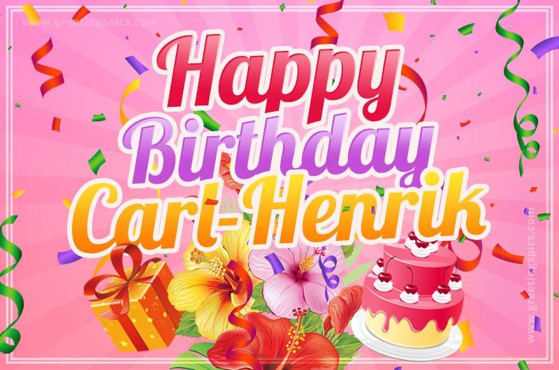 Beautiful Birthday Card for Carl-Henrik with pink background