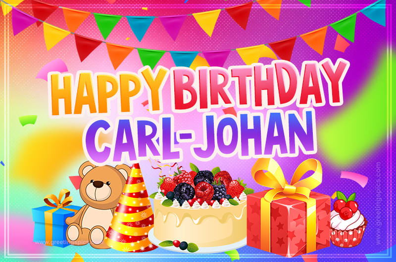 Bright card with Wishes for a Happy Birthday for Carl-Johan