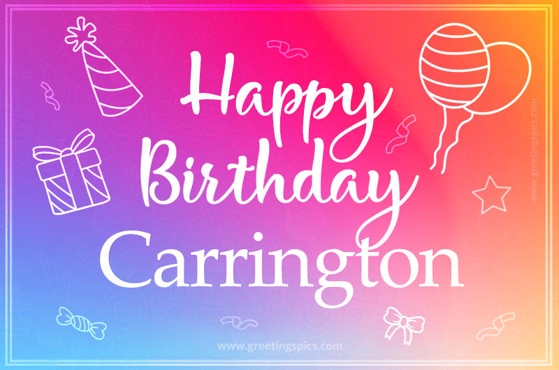 Colorful Happy Birthday Card For Carrington